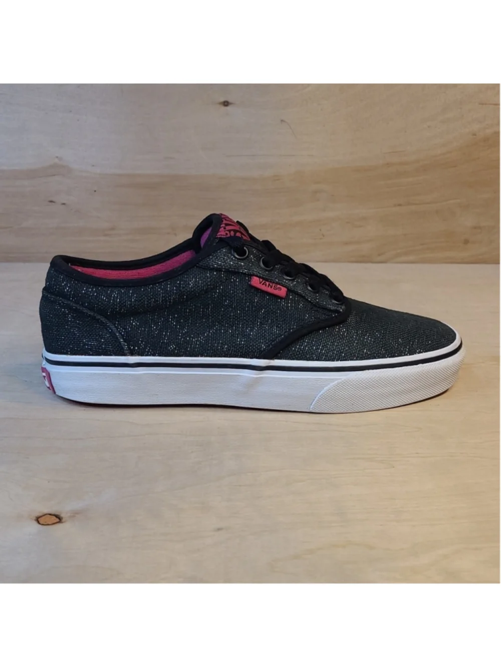 Vans Atwood Tinsel Canvas Glitter Black Skate Sneakers Size 6.5 Women's